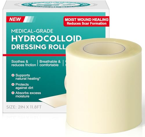 Hydrokolloid Rolle - Professionelles Hydrokolloid Pflaster Rolle 5 cm × 3,6 cm, Wasserfest und Ultra-Saugfähig, Selbstklebend, Auf Maß Zuschneidbar, Sicher und Wirksam.