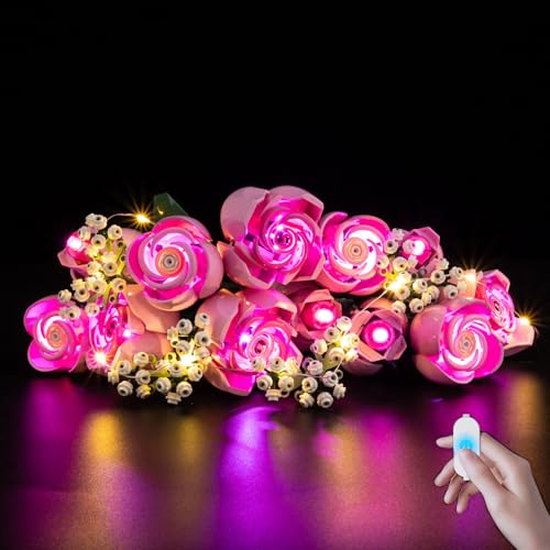 BrickSoul LED Light Up Kit Compatible with Lego 10374 Pink Rose Bouquet 10374 Building Set for Adults, Upgraded Touch Version with Brightness Adjustment, Lights Accessories for Lego Fans, Not Model
