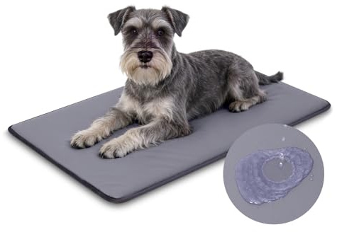 Wassericht Hundematte Outdoor-60x45cm,Hundebett Kleine Hunde aus Kunstleder | Einfach zu Reinigen,Tragbar Platzsparend Hundekissen,Waschbar Hundematratze für Innen& Reisen,Grau