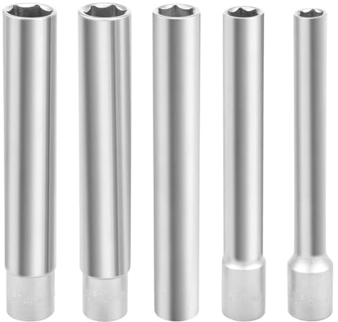 Aboiled Thin Wall 3/8-Inch Drive Socket Set- 5PCS Deep Metric Sockets(6-Point), 8-10-12-13-14MM Sizes, Extra Long 120MM Design