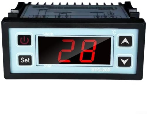 Dual Temperature Controller Digital Thermostat for Heating and Cooling, -40~70℃ Range with LED Display, Programmable for Aquariums, Incubators, Terrariums,