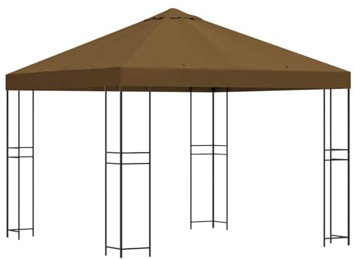 vidaXL Pavillon 3 x 3 m Taupe Polyester und Stahl 190 GSM, Garten und Terrasse, stilvolles Outdoor-Gazebo, Sonnenschutz, Event-Pavillon, urbaner Schatten