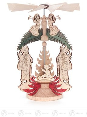 Rudolphs Schatzkiste Pyramide Wärmespiel Engel Weihnachtsmann/Kinder mit Schneemann Breite x Höhe x Tiefe 11 cmx14 cmx11 cm NEU Erzgebirge Tischpyramide Weihnachtspyramide