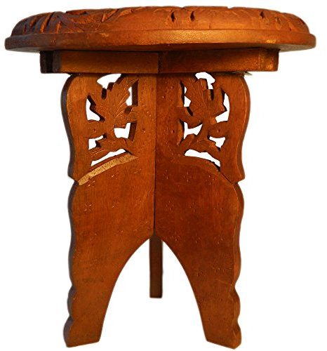 indischerbasar.de Blumentisch 25 x 23 cm Holz Blumenhocker Blumendesign 2-teiliger Beistelltisch Ablage Tisch