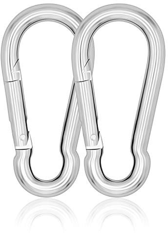 everlar® 2 Premium Edelstahl Karabiner I 8mm 185kg I Hochfest & wetterbeständig I Sicheres & Einfaches Befestigen von Hängesessel, Hängematte, Schaukel, Boxsack, Sonnensegel u.v.a