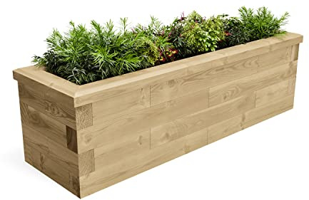 WoodBlocX Raised Beds For Garden, Rectangular Outdoor Garden Planters For Plants & Vegetables. Large Wooden Raised Bed Planter To Grow Crops-Easy Assembly, No Power Tool Needed (150x45x45)