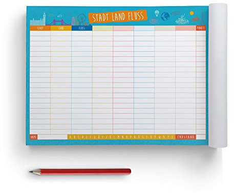 itenga Spieleblock/Reisespiel mit 50 Blatt (Stadt Land Fluss (DIN A4))