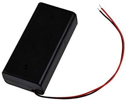 Battery Holder Case Plastic Battery Storage Box with Case Cover ON/OFF Switch Wire Leads for 1.5V 2 AA Batteries(2AA battery holder)