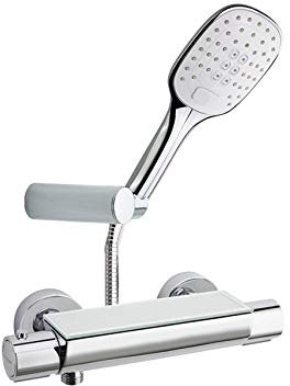 Ramon Soler Urban Chic Thermostat Duscharmatur mit Sicherheitsglas-Ablage incl. Massage Handbrauseset K3