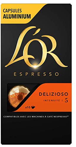 L'Or Espresso Kaffee Delizioso – Intensität 5 – 50 Kapseln aus Aluminium, kompatibel mit Nespresso®-Maschinen * (10 Kapseln)
