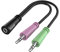 Hama | Adaptador de PC con 2 Conectores Jack 3,5mm y un conectar Jack de 3,5mm Macho, 0,15m de Longitud, para un Sonido de Alta resolución