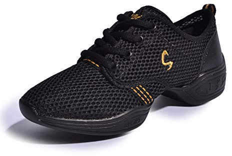 RHSMQ Tanzschuhe Professioneller Square Tanz, Freizeit Sporttanzschuhe, Damen Atmungsaktive Materh Ferse, Allgleiches praktische Frauenschuhe(39, Black Gold)