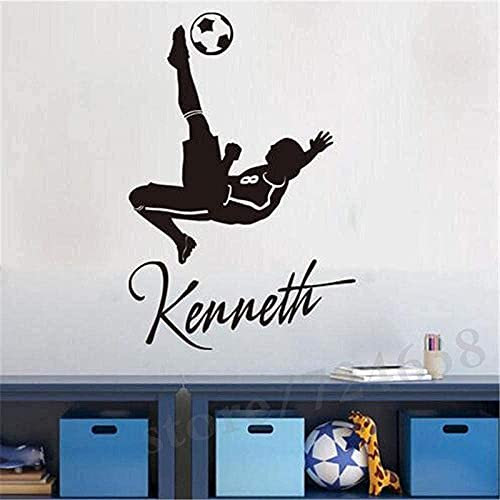 Vinyl Personalisierter Name Mit Abnehmbaren Fußball-Wandtattoo, Geeignet Für Kinderzimmer-Vinyl 28X42Cm