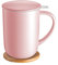 CEEFU Taza de té de porcelana con infusor y tapa, tetera con filtro y posavasos, máquina de té de hojas sueltas, 16 onzas para té, café, leche, mujeres, oficina, hogar, regalo (rosa)