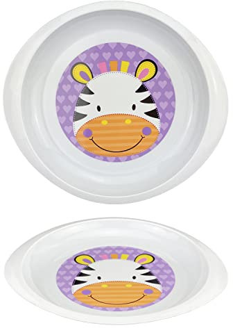 Lot de 2 couverts zèbre avec bol et assiette pour enfants, garçons et filles, durables et sans BPA, ensemble de vaisselle pour enfants