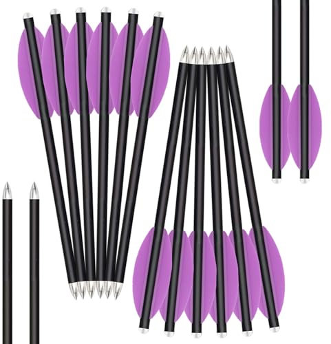 ZSHJGJR 6/12 pcs Carbon Armbrust Bolzen Pfeile, 6,2 Armbrustpfeile mit 2 Gummifeder für Pistole Armbrust Ideal für die kleine Jagd im Freien (12pcs, Lila)