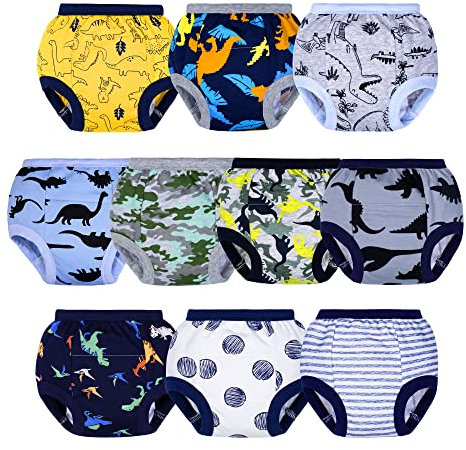 BIG ELEPHANT - Pantalones de Entrenamiento para IR al baño para niños pequeños, 100% algodón, Unisex, Paquete de 10, 3 años