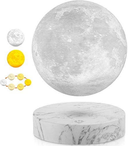 DIDWI Schwebende Mondlampe, 3D-Druck, magnetische schwimmende Spinning-Mond-Nachtlichter, LED-Mondlampen für Zuhause, Büro, Schlafzimmer, Geburtstagsgeschenke für Familie, Kinder (3 Farben)