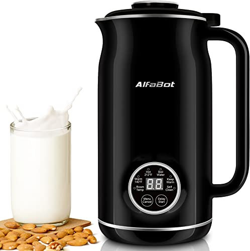 Nut Milk Maker - Automatic Almond Milk Machine for Homemade Plant-Based Beverages, 20 oz with Delay Start/Keep Warm/Self-Cleaning/Boiling, Black