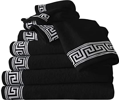 GC GAVENO CAVAILIA Greek Bath Sheet Towel Set - 2 Piece Egyptian Cotton Towels - Quick Dry Large Bath Towel - 500 GSM Towel For Bathroom - Black - 80X140