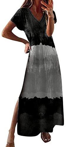 Damen Sommerkleid Strandkleid,Rockabilly Hochzeitskleid,Sommerkleid Mit Arm,Kleid Mit Überwurf,Damen Kleider Knielang,Hochzeitskleid Sommerkleid,Baumwollkleider Lang,Tunika Kleid Kurzarm