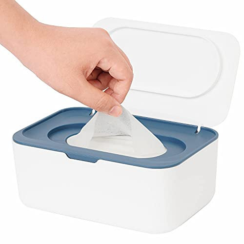 Feuchttücher Box, Seposeve Feuchtuchspender für Baby & Erwachsene, Nachfüllbare Feuchtes Toilettenpapier Box, Hält Tücher Frisch, Einhandbedienung, Blau