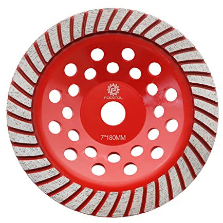 FOCSTOL Diamant Schleiftopf - 180mm x 22,23mm Turbo Reihe Schleifscheibe für Beton Granit Marmor Mauerwerk Künstlicher Stein für Winkelschleifer