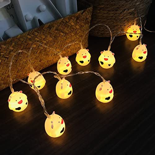 Riaxuebiy Kuh Lichterketten Kuh Dekoratives Batteriebetriebene Nachtlicht für Terrasse Weihnachten Urlaub Hochzeit Kinderzimmer Dekoration (Milchkuh)