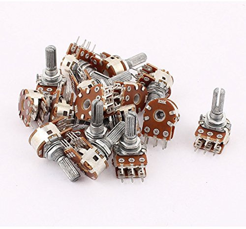 FUERLI Variable Widerstände mit 20 kOhm, gerändelter Schaft, verstellbare Dual-Linear-Potentiometer, Potentiometer, AC 250 V