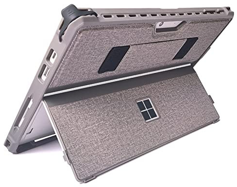 SSS·GRGB Protective Case for Microsoft Surface Pro 7+/7/6/5/4/Pro LTE 12.3-Inch - Slim All-in-One Rugged Cover with Hand Strap, Compatible with Type Cover Keyboard & Adjustable Stand (Light Gray)