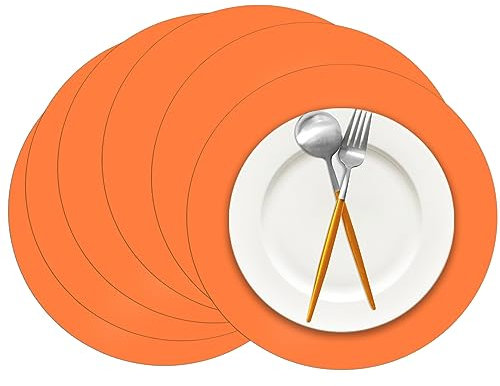 50 Stück orangefarbene Papier-Tischsets, Herbst-Kürbis-Gewürz-Farbe, rund, Einweg-Tischsets, Danksagung, dekorative Platzsets für Orange, Partyzubehör, Zuhause, Essgeschirr, Dekor