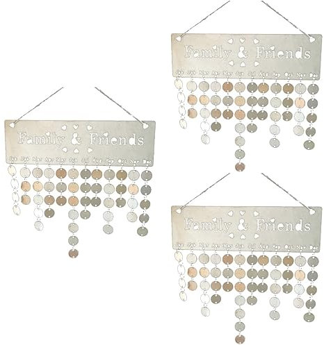 Ciieeo 3 Stücke Holz Kalender Geburtstag Erinnerung Familie Geburtstag Bord Holz Block Kalender Geburtstag Jahrestag Erinnerung