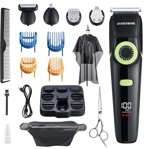 Barberboss Bartschneider Männer & Haarschneidemaschinen Männer, Nasentrimmer Männer, Herren-Pflegesets, Wasserdicht-QR-6090