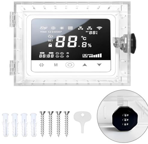 Thermostat Box with Combination Lock,20x14x5 cm Clear Thermostat Guard Box Universal Thermostat Lock Box Universal Thermostat Clear Guard Cover Protector Acrylic Thermostat Guard