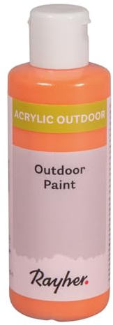 Rayher Outdoor Paint Acrylfarbe, mandarine, Flasche 80 ml, auf Wasserbasis, hochpigmentierte Acrylfarbe, ideal für den Außenbereich, wetterfest, lichtecht, witterungsbeständig, 35070208