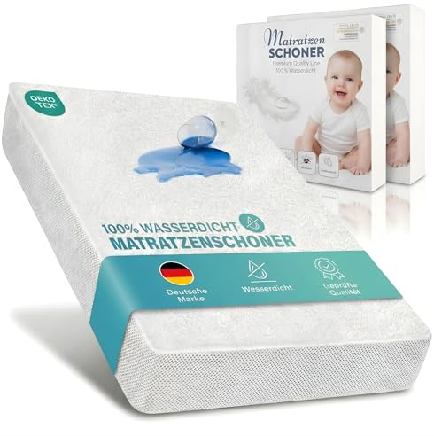 Alavya Home® Wasserdichter Matratzenschoner 70x140 im 2er Set bis 30 cm Höhe | Ultimativer Nässeschutz 70x140 cm | Oeko-Tex Zertifiziert, Atmungsaktiver Matratzenbezug mit Baumwolle, ohne Knistern