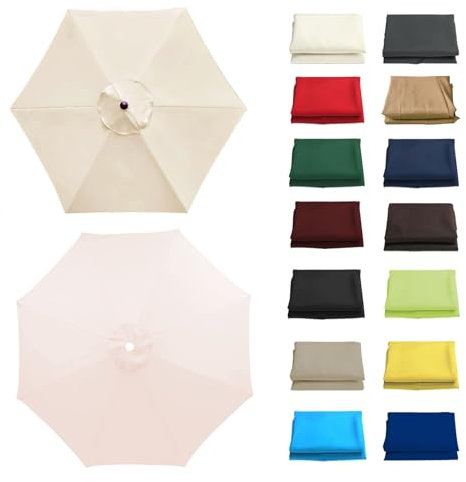 GZDXBF Paño De Repuesto para Sombrilla De 6 Y 8 Varillas, Toldo De Recambio para Sombrilla, Cubierta De Tela para Parasol, Protección UV 50+(Color:White,Size:6 Ribs: 2.7m/8.8ft)