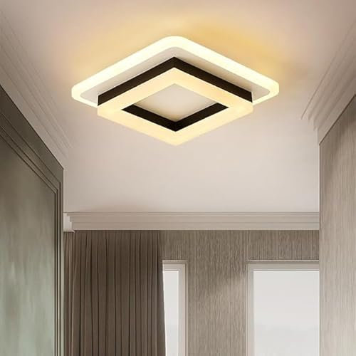 ELINKUME LED Deckenleuchte,12W Moderne Quadratische Deckenlampe,3 Farbtemperaturen Dimmbare Nordische Mode Weiße Schwarze Deckenleuchten Befestigung für Schlafzimmer Küche Flur Esszimmer(3000-6000K)