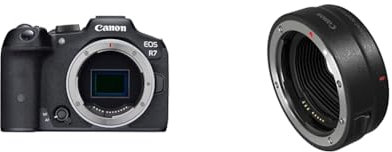 Canon EOS R7 Mirrorless Camera - 32.5 MP, 15 fps | 4K Video, Wi-Fi, Bluetooth | Ideal for Wildlife, Sport & Action & 2971C005 Bayonet adapter EF-EOS R, black