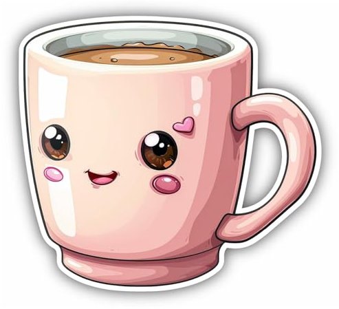 Samunshi® Süße Kawaii Kaffeetasse Rosa Sticker Anime Candy Autoaufkleber für Motorrad Fahrrad Roller oder Auto Sticker Fahrrad Mtb Mountainbike Rennrad Comic Cartoon Retro Aufkleber 10x9cm