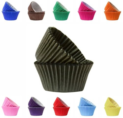 Lot de 50 caissettes à cupcakes colorées en papier sulfurisé 50 mm Noir