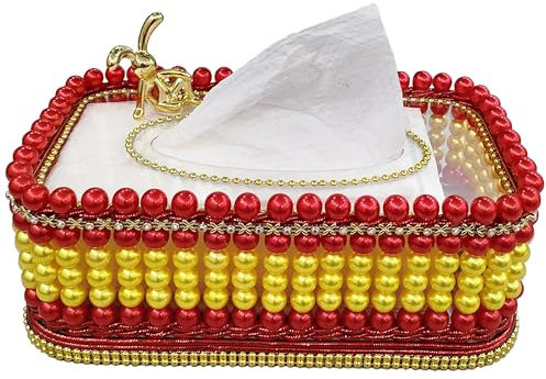 Make-up-Taschentuchbox, Box für Kosmetiktücher, Standard modische Taschentuchbox, Kosmetiktuchbox, Spender für Gesichtstücher, Kosmetiktücher Tissue Box für Esszimmer Schlafzimmer Büro (Rot)