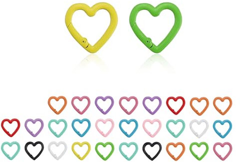 LERANXIN 30 Stück Mini Schlüsselring Karabiner, Herz Karabiner Schlüsselanhänger, Bunt Karabinerring, Karabinerhaken, für Riemenkette, Schlüsselanhänger, Rucksack, DIY-Bastelarbeiten