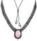 KYEYGWO Rose Quartz Crystal Collar Choker for Women, Adjustable Nylon Black Braided Necklace Vintage Gothic Jewellery for Cosplay Party Costume