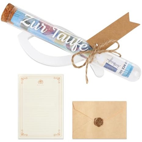 BOFUNX Zur Taufe Geldgeschenke Verpackung Taufe Geschenk mit Holzfische Deko Zur Taufe Aufkleber Umschläge Taufgeschenke für Mädchen und Jungen