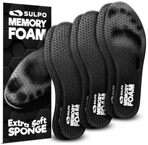 SULPO 3 Paare Memory Foam Einlegesohlen - Weiche, Komfortable & Dünne Einlegesohlen Herren & Damen Einlagen für Sneaker Sport Schuhe Unterstützen Fußkomfort & Passform Große 46