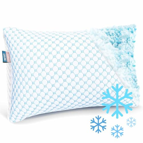 Nestl Cooling Pillow for Sleeping 1 Pack, Luxury Shredded Memory Foam Pillows Queen Size, Adjustable Cold Gel Pillows for Hot Sleepers Supportive Cool Pillow for Side Back Stomach Sleepers
