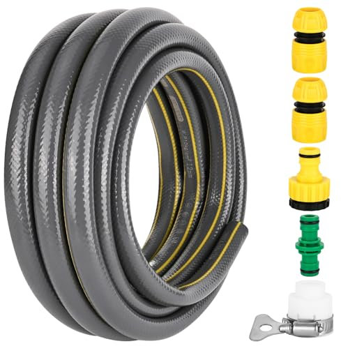 Garden Hose Pipe - 5M Outdoor Water Pipes 1/2 Garden Hose Connector Watering Irrigation Hosepipe Anti-Kink Heavy Duty Hose Pipe for Outdoor Garden
