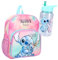 Zaino per l'asilo Disney Stitch con borraccia – Personalizzato con nome – Zaino per bambini con tasca anteriore 2 scomparti 29 x 23 x 8 cm, bottiglia da 450 ml, Set 1 Stitch arcobaleno, 23 x 29 x 8 cm