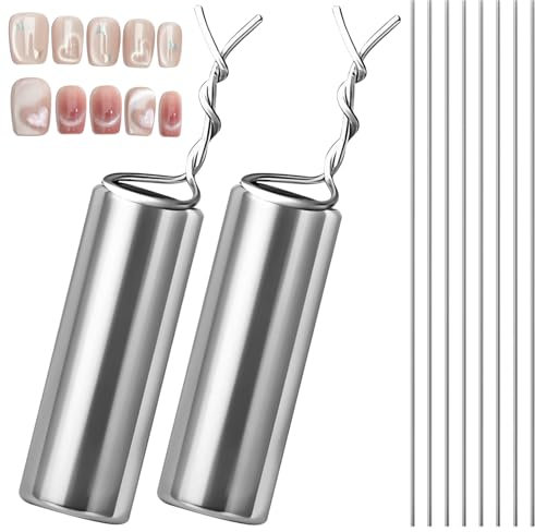 2 Pcs Heart Cat Eyes Nail Magnet Set Heart Shape, Powerful Magnet with 10Pcs Thin Wires Cat Eye Gel Polish Nail Art Tools Multifunctional for DIY Home Salon Studio
